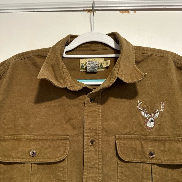 VTG 90s Sz: XL Cabela's Embroidered Deerskin Soft Chamois Flannel Button Down. - Picture 6 of 11